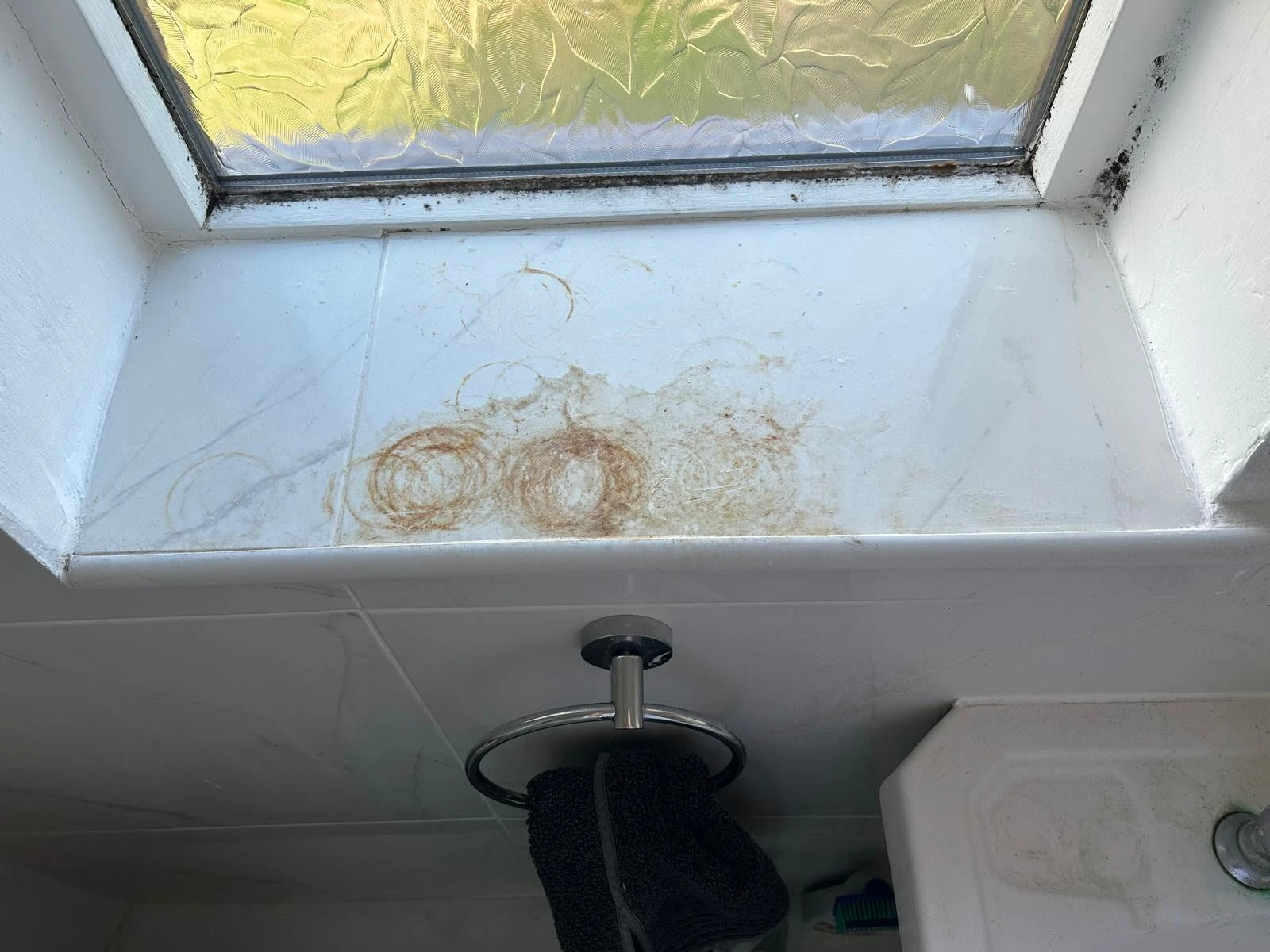 Bathroom Window before cleaning